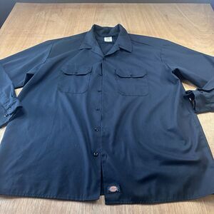 Dickies Flex Work Shirt 2XL Black Long Sleeve Button Up Utility Uniform